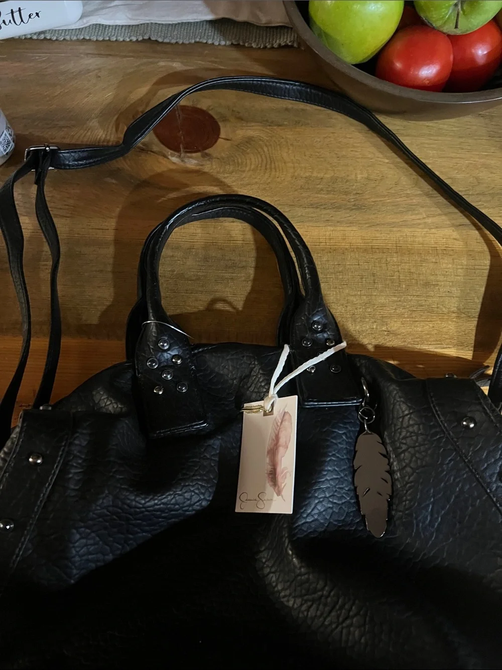 Jessica Simpson Black Pebbled Glenda Satchel Black (meteorite) new with tags
